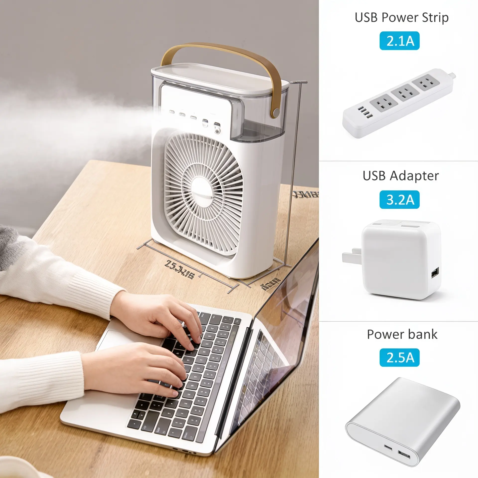 Portable Mini Air Cooler with Humidifier & LED Night Light - Image 3
