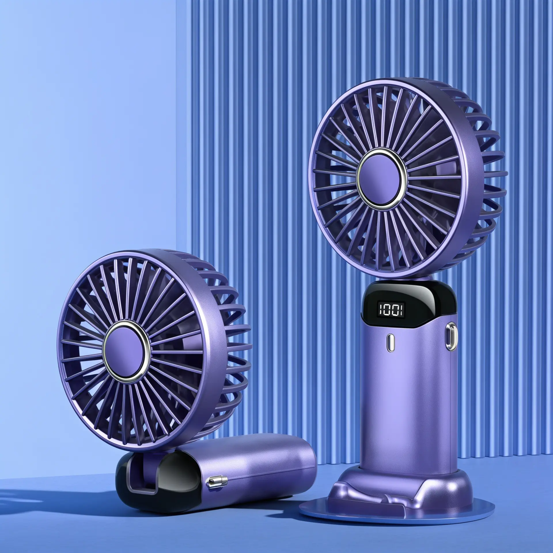 Portable Rechargeable Handheld Fan with Digital Display