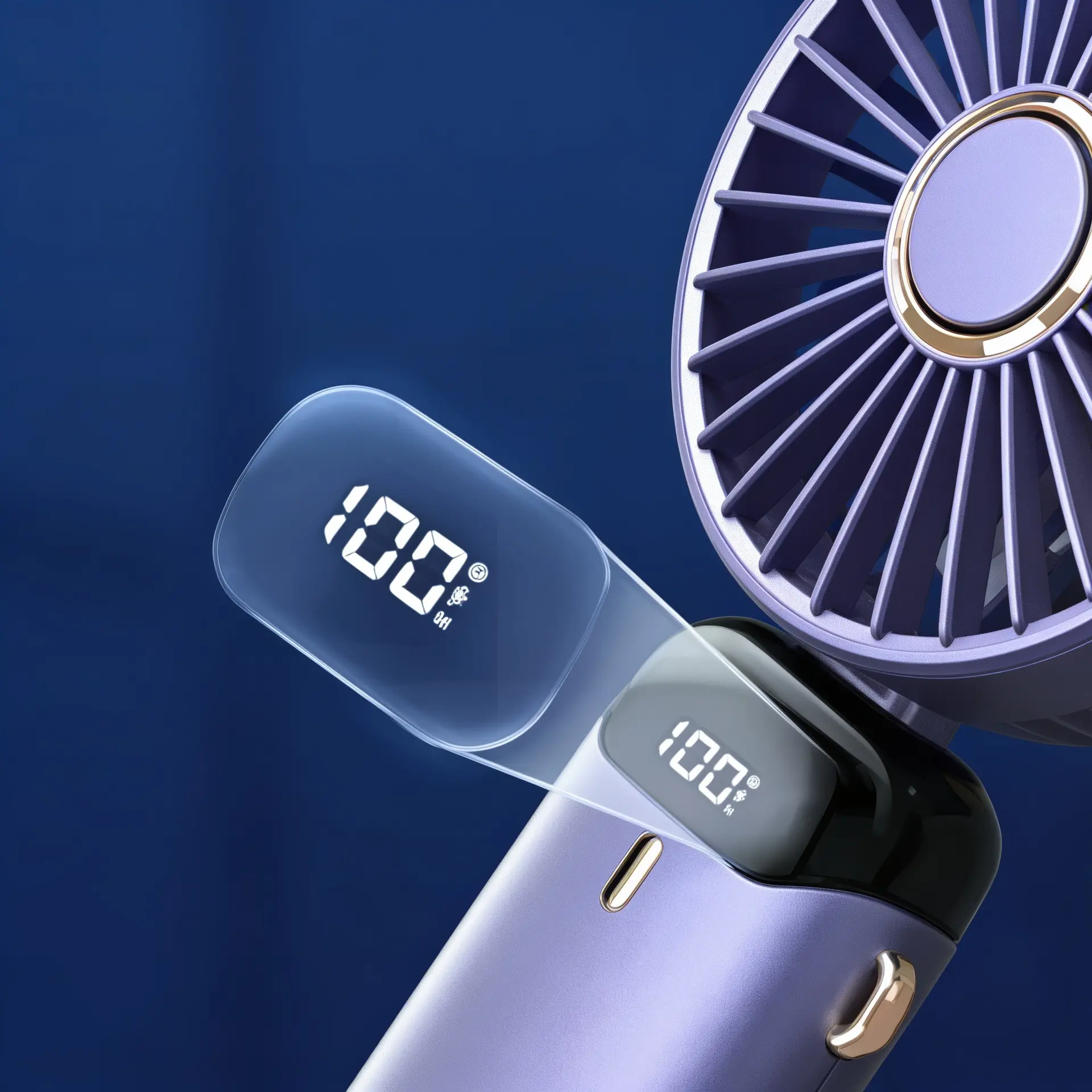 Portable Rechargeable Handheld Fan with Digital Display - Image 4