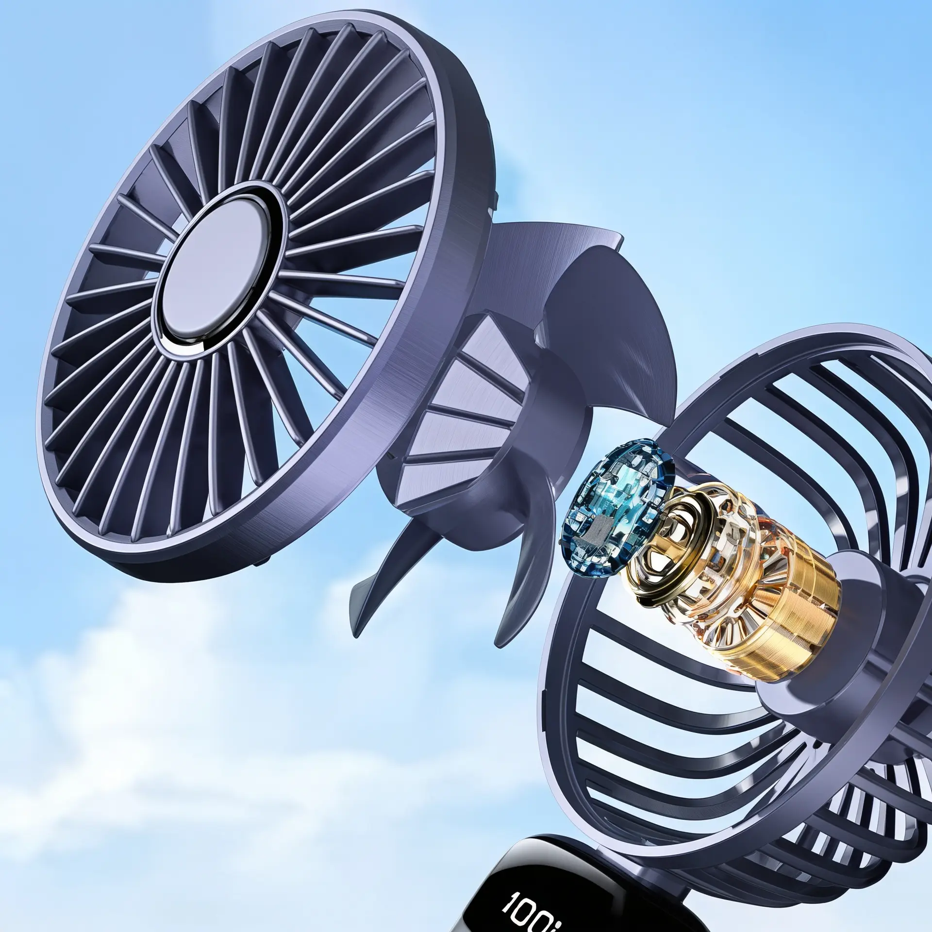 Portable Rechargeable Handheld Fan with Digital Display - Image 3